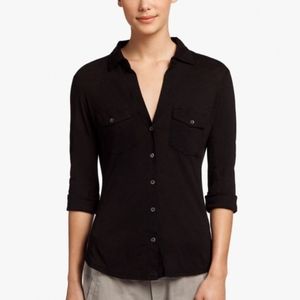 James Perse Sheer Slub Side Panel Shirt